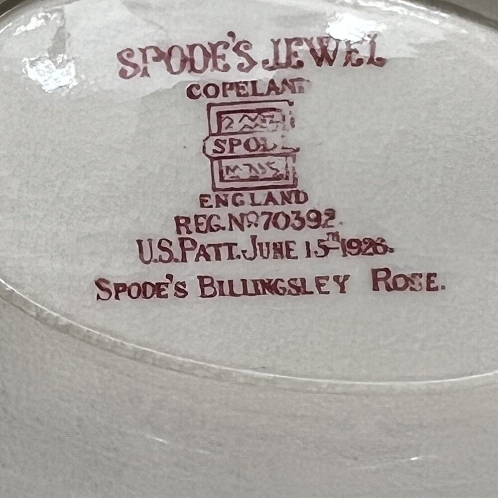 Antique Spode Jewel China BILLINGSLEY ROSE Gravy Boat w/ Underplate - Picture 8 of 11